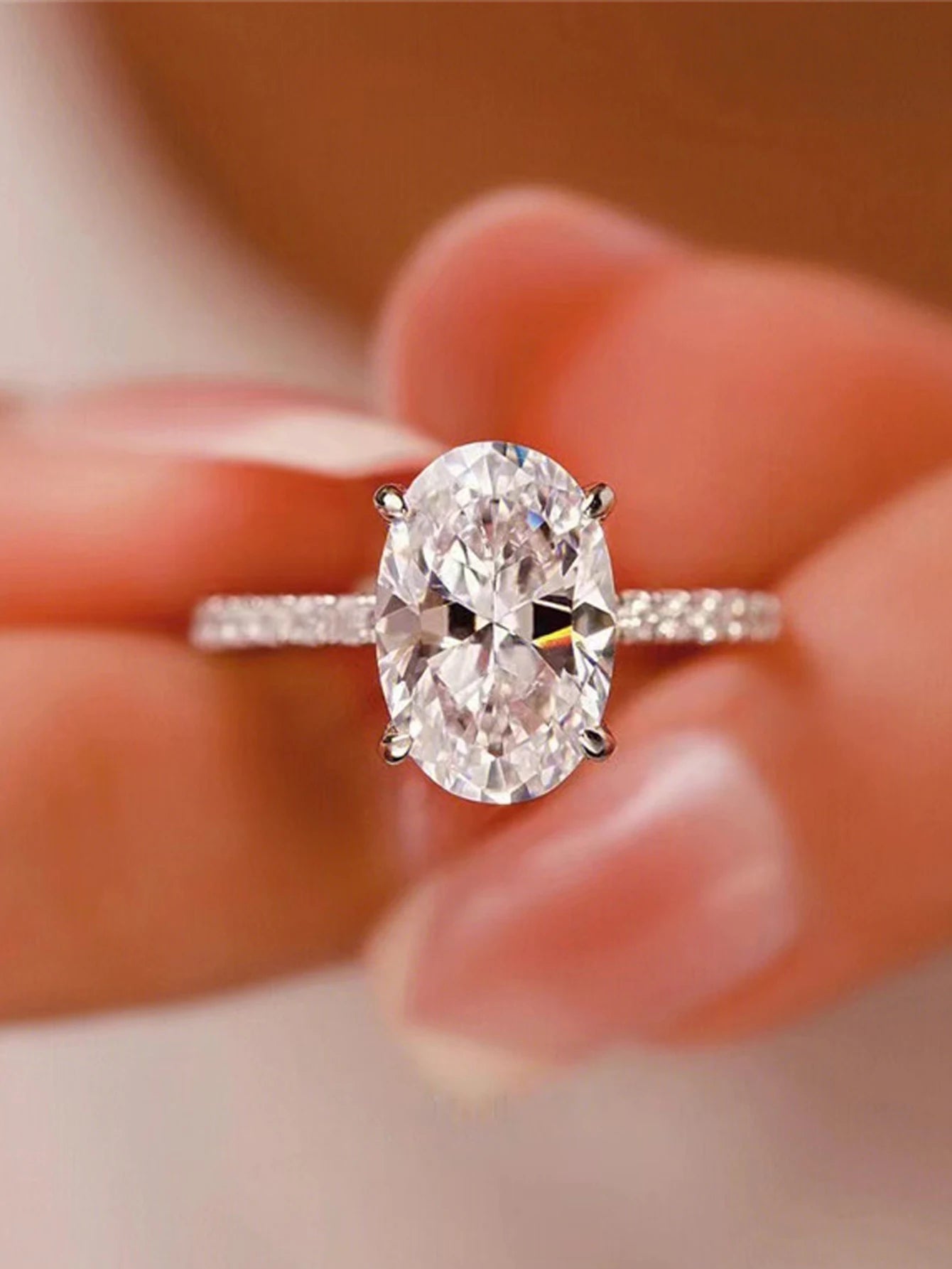 Moissanite Oval Ring